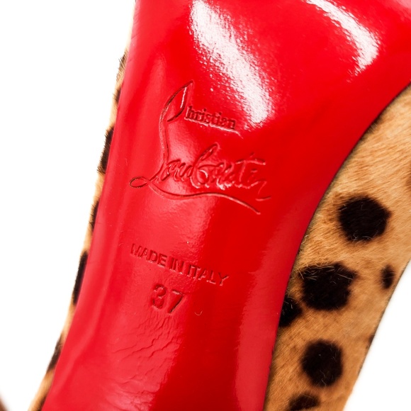 Christian Louboutin Pony Hair Leopard Print Heels Open-Toe Pump EU 37 - Picture 6 of 7